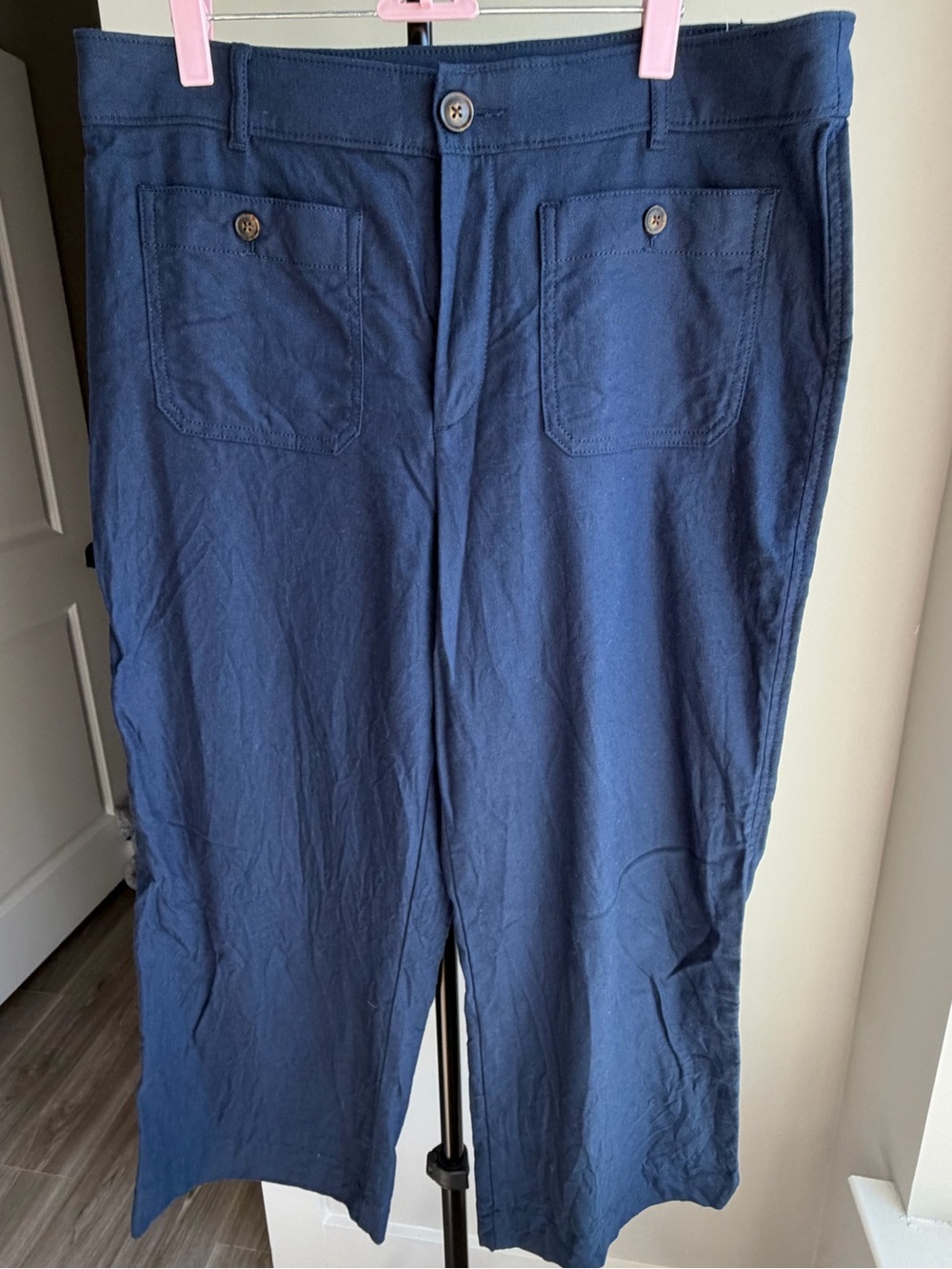 LOFT Palmer wide leg ankle pant navy 12